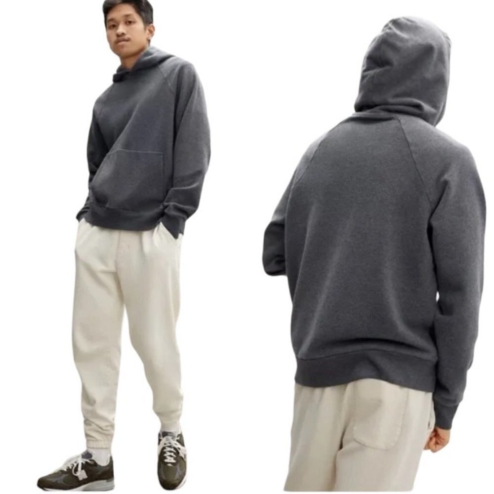 Everlane The Track Hoodie Organic Cotton Dark Heather Gray Men's Medium NWT 1251
